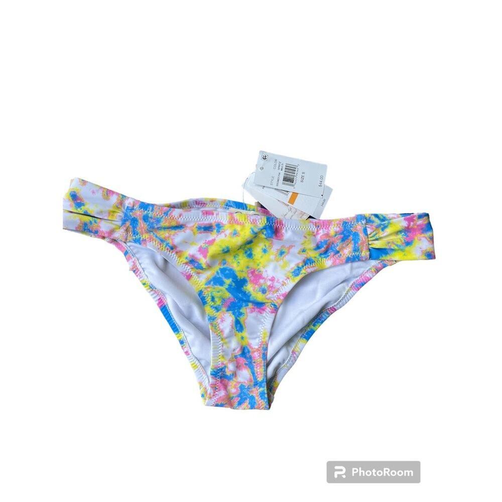 *NWT, JESSICA SIMPSON Women's Yellow Tie Dye Hipster Swimsuit Bottom, Sz‎ S